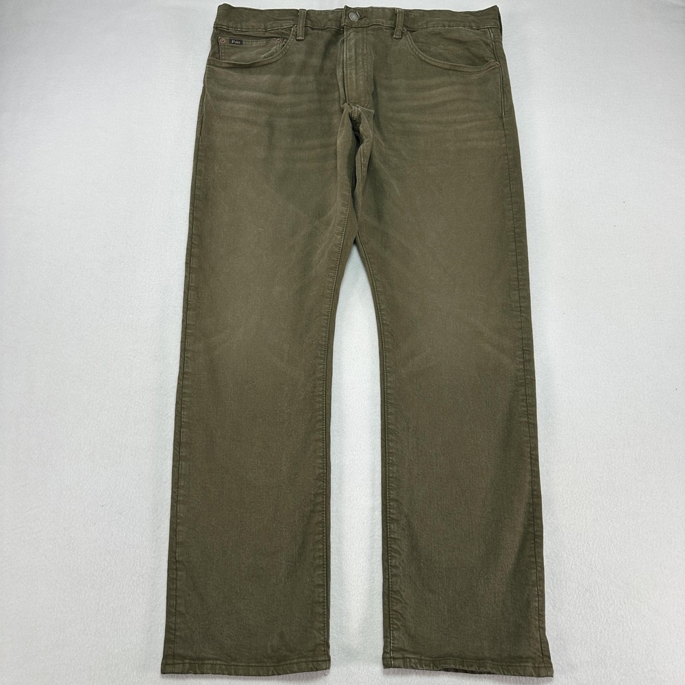 Polo Ralph Lauren Jeans Mens 36x30 Green Varick Slim Straight Stretch Denim